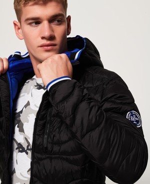 Superdry Wave Quilt Férfi Kabát Fekete | ZBVCR1328